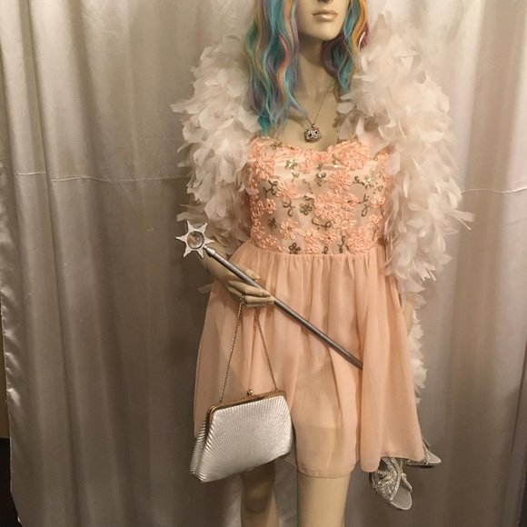 ADORABLE vintage peach baby doll style FAIRY DRESS! - Picture 3 of 16